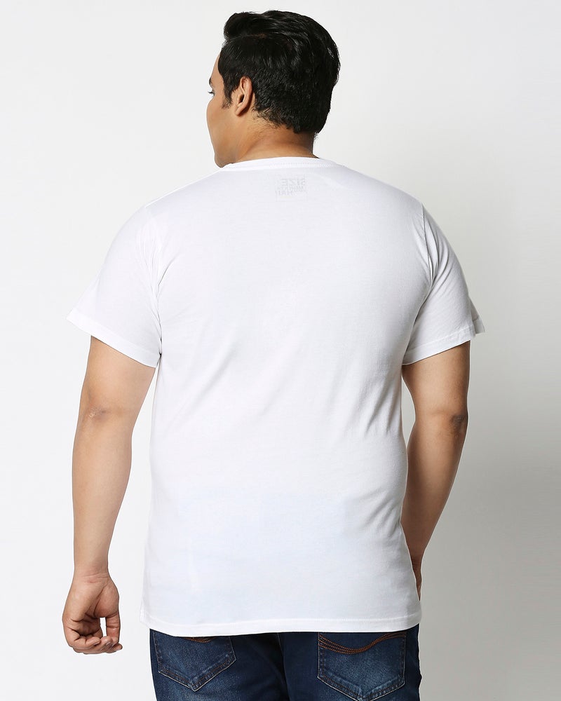 bewakoof Men's White Torque Graphic Printed Plus Size T-shirt - Image 3